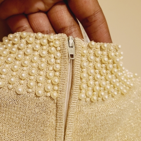 Choice | Vintage Silk Blend Beaded Sleeveless Mock Neck Sweater (Size Medium) - Picture 11 of 12